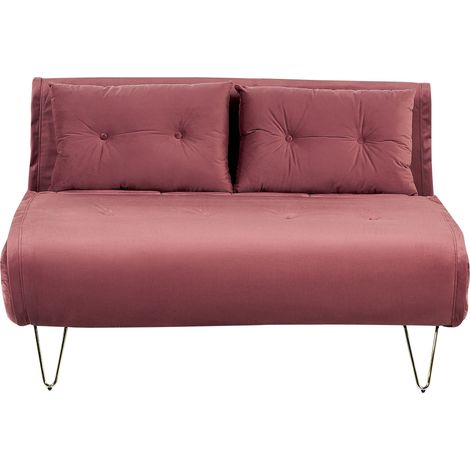 Sofa Bed 2 Seater VESTFOLD Velvet Pink (1/5)