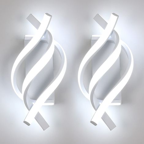 Lot de 2 appliques murales, appliques murales LED modernes en spirale, appliques murales LED en aluminium, lumière blanche froide 6000K (1/5)