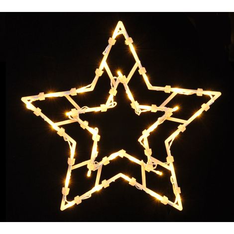 LED Fensterbild mit Dual Timer - Stern - Weihnachts Fenster Deko Silhouette warm weiß beleuchtet