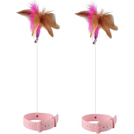Set mit 2 verstellbaren Feder-Katzenhalsbändern, Lernspielzeug und Haustierzubehör.