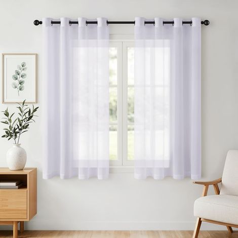 Rideaux courts en voile avec œillets transparents - 140 x 145 cm (1/5)