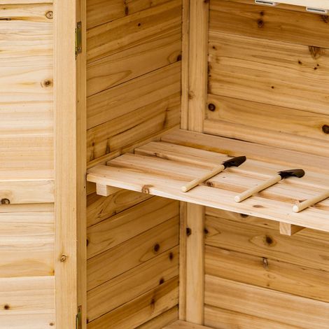 Armoire extérieure surélevée en bois de sapin, 2 portes et 2 étagères, 83x40x92 cm, rangement jardin design.