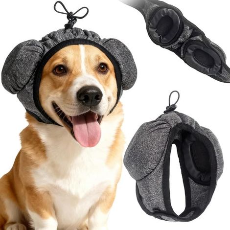 Casque antibruit pour chien, casque antibruit de 28 dB pour chiens lors des feux d'artifice et du toilettage, casque antibruit réglable pour chiens (tour de tête de 35 à 56 cm) (1/5)