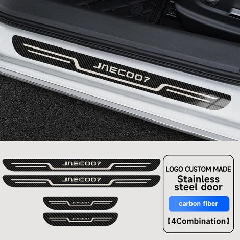 (JAECOO7 Fibre de carbone) Plaque de seuil de porte en acier inoxydable pour voiture, compatible avec JAECOO J5 J6 JAECOO J7 J8 2025 2026, autocollant de protection de seuil en fibre de carbone
