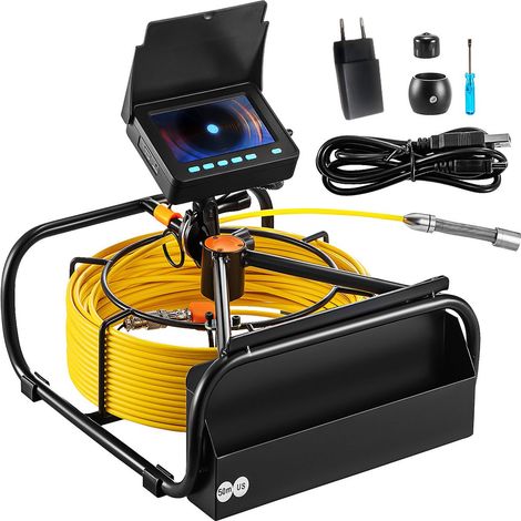 Caméra Inspection Canalisation 50 m Endoscope Drain avec Écran 4,3'' avec Lumière 6 LED Réglables, Carte SD 16 Go, Zoom 3X, Vidéo, Étanche IP68, pour Conduit, Égout, Plomberie, Tuyaux, Maison (1/5)