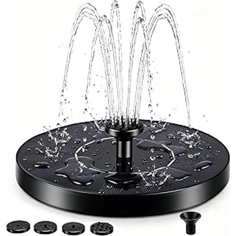 Fontaine Solaire 16 cm pour Jardin, Pompe de Flottante avec Différents Buses, Décoration Bassin Étang Bain d’Oiseaux, à Eau Extérieur Jardin Terrasse -