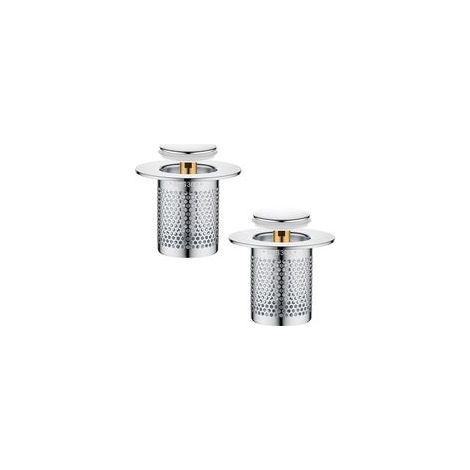 Crépine de Vidange en Acier Inoxydable, Lot de 2 Filtre PopUp pour Cuisine, Salle de Bain et Baignoire, AntiBloqué