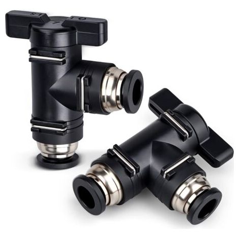 2 Pcs Raccord rapide, Vanne à bille 6mm, Contrôle débit air, Tube PU Nylon PE, Automatisation industrielle (1/5)