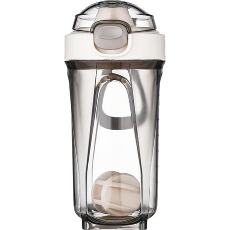 Protein Shaker 500ml Mixerball auslaufsicher Fitness Eiweiß Shake White (1/5)