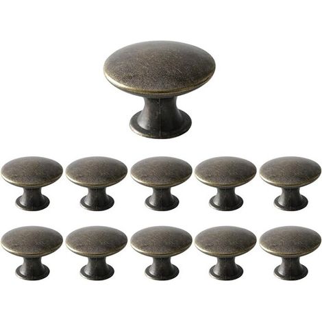 12 pomos antiguos para muebles, tiradores redondos para cajones, pomos metálicos para puertas de armarios de cocina, 30x21 mm, bronce.