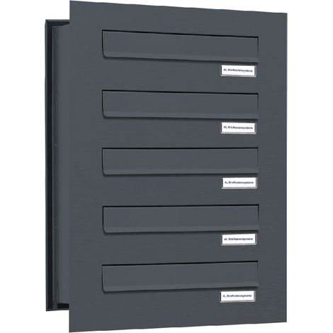 5er Briefkastenanlage für Mauerdurchwurf RAL 7016 Anthrazit (1/5)