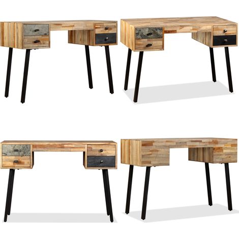 Bureau Teck de récupération massif 110 x 50 x 76 cm - Bureau Vintage - Bureau Design - Bureau Teck - Meuble De Bureau - Meubles De Salle À Manger - Home & Living (1/5)