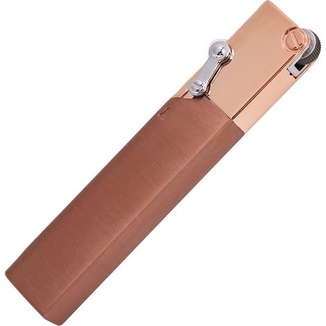 Briquet portable coupe-vent, fin et rechargeable au gaz butane (doré) (1/5)