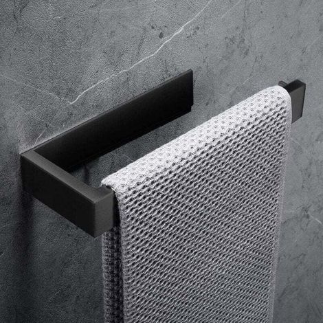 Anneau porte-serviettes Porte-serviettes, 304 Acier inoxydable support de serviettes Accessoirs WC Salles de Bains (sans perçage, noir) (1/4)