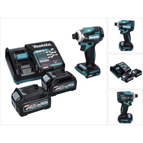 Makita TD 001 GD2 Akku Schlagschrauber 40 V 220 Nm 1/4" XGT Brushless + 2x Akku 2,5 Ah + Ladegerät (1/5)