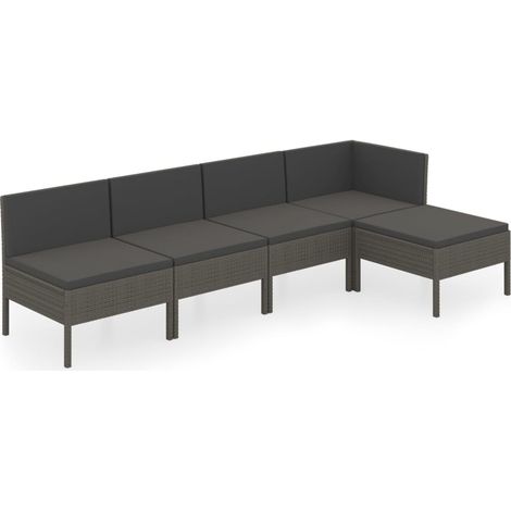Maison Exclusive - 5-tlg. Garten-Lounge-Set mit Auflagen Poly Rat