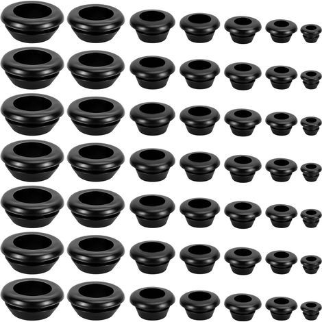 Packung mit 70 wasserdichten Gummikabelösen, 7 Größen, schwarze Ösen für Kabel (5/6/7/8/10/12/14 mm) (1/5)