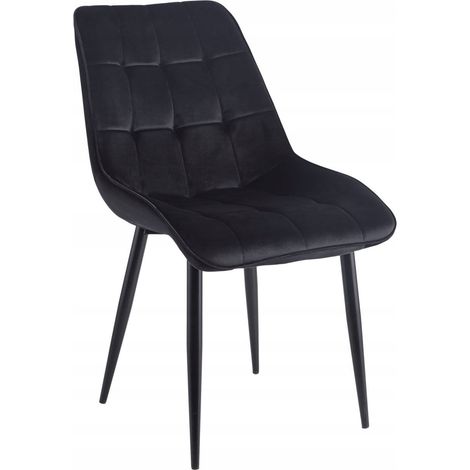 Sedia in velluto NERO, trapuntata, imbottita, moderna, glamour, Furnitex (1/5)