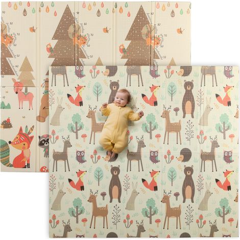 AIYAPLAY alfombra bebé acolchada plegable reversible 196x176x1,5 cm tapete de actividades bebé XPE doble cara impermeable multicolor (1/5)