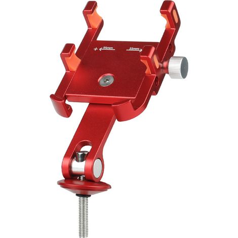 Support de téléphone pour vélo de route, 6 pinces, alliage d'aluminium, haute stabilité, robuste, fixation pour guidon, rouge (1/5)