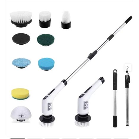 Brosse de nettoyage électrique sans fil, laveur de sol rotatif, 9 têtes de rechange, récurage puissant pour la maison