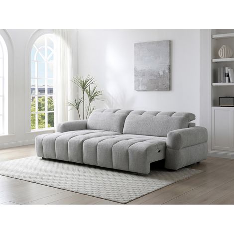 Divano angolare sinistro relax con seduta scorrevole elettrica in tessuto grigio CARIALA (1/4)