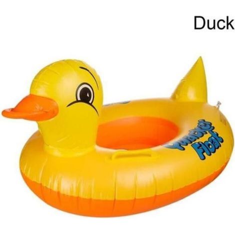 Siège gonflable flottant en forme de canard, adapté aux bébés de 0 à 5 ans. Poignée incluse. Canard jaune. (1/4)