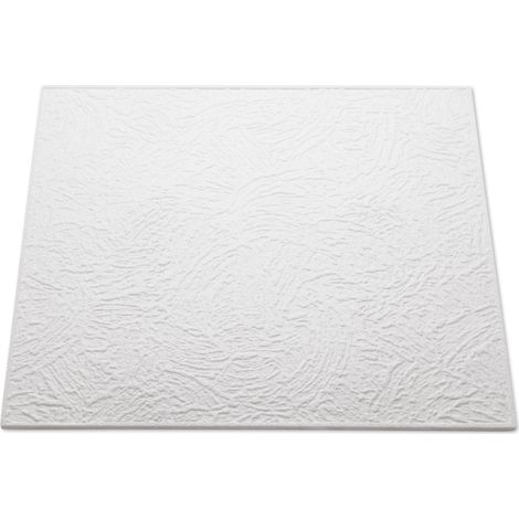 Dalle de plafond polystyrène expansé 8 mm – Dimensions 500 x 500 mm – Lot de 8 pièces – Finition texturée pour installation rapide – Decoflair