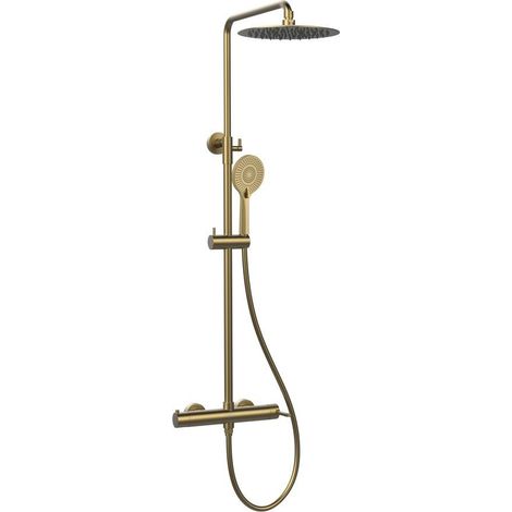 Sapho Iconic - Set de douche avec mitigeur, diamètre 25 cm, 3 jets, doré mat AF139GB (1/3)