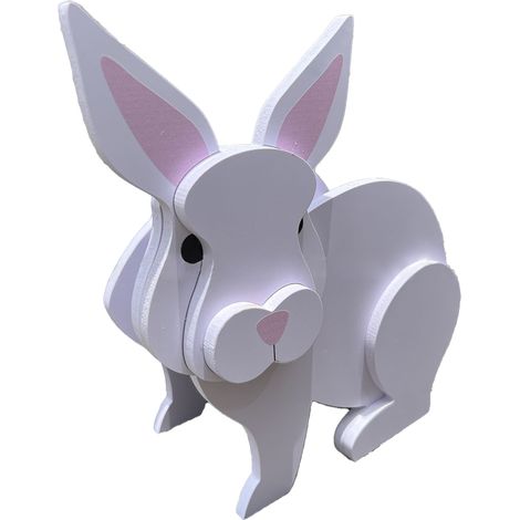 Maceta DIY con conejo blanco (34 x 24 cm), set de jardín, decoración de animales para suculentas, plástico resistente, kit de manualidades para el escritorio (1/5)