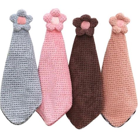 Torchons de cuisine suspendus, serviette absorbante suspendue, serviette pour les mains en forme de fleur mignonne, ultra-absorbante et douce (1/4)