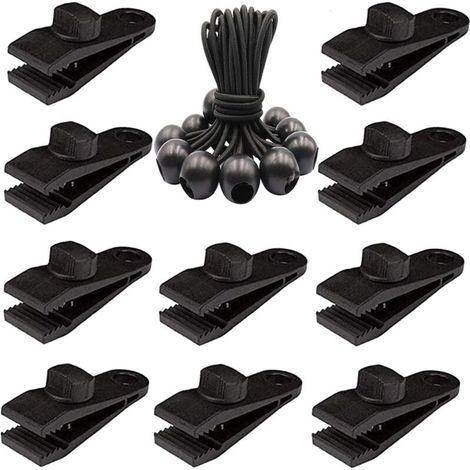 CCYKXA Lot de 20 clips de bâche robustes – Pinces de tente à vis pour bâche avec boule élastique pour auvent, auvents, pergola, couvertures en toile, camping en plein air, piscine.