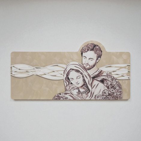 Quadro 59x119 cm Sacra Famiglia legno laminato figura stampata oro (1/4)