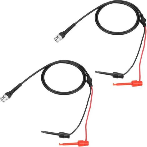 2 Câbles de Sonde avec Pince à Crochet Câble de Test BNC vers BNC Câble de Test d'oscilloscope pour Multimètre