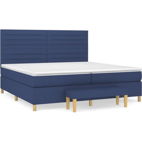 Maison Exclusive - Cama box spring con colchón tela azul 200x200 (1/5)