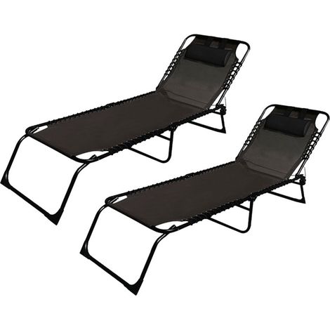 Marbueno Pack de 2 Tumbona Plegable Acero Cojin Jardin y Piscina