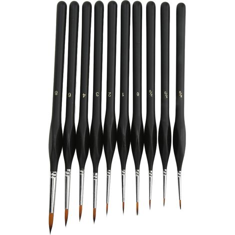 10 Pinceaux de Détail Ergonomiques Poils Souples Nylon Haute Absorption pour Peinture sur Papier Toile (1/5)