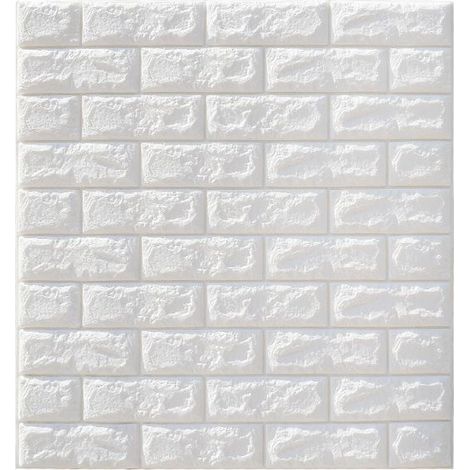 1PC 3D Sticker Autocollant Mural - Bricolage Brique Mousse Papier Peint Imperméable - 70x38.5CM - Blanc Sasicare (1/5)