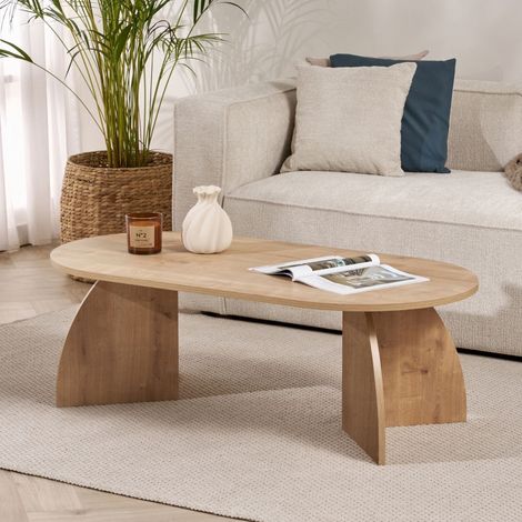 Bio-Couchtisch Eiche Melamin Japandi – 120 cm – Malin