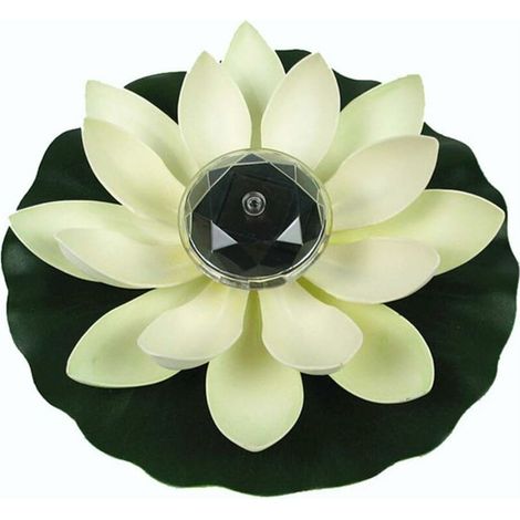 Lumière de Lotus, décoration de Bassin Flottant Solaire Fleur de Lotus LED changeant de Couleur de Fleurs Nuit Lampe de lumière pour Pool Party Garden House(Blanc)