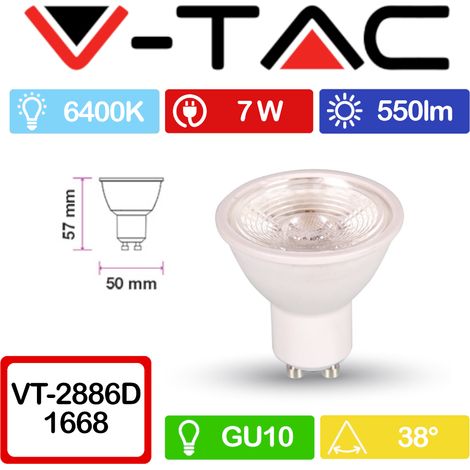 LED SPOTLIGHT 7W GU10 PLASTICA LENS 6000K DIMMERABILE 38 - Luce FREDDA