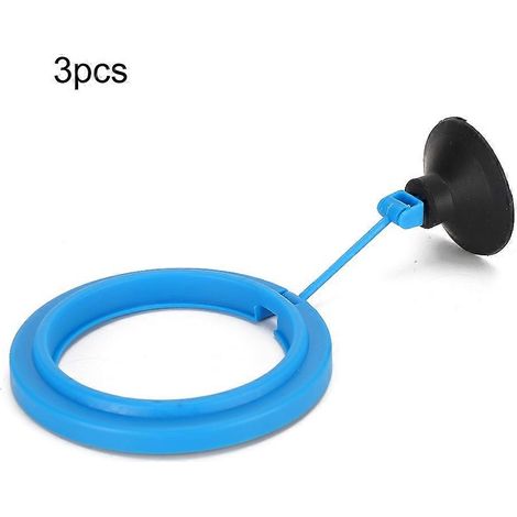 Lot de 3 anneaux d'alimentation pour aquarium en plastique bleu et noir avec ventouse, adaptés à tous les poissons à descente lente. (1/3)