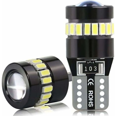 2 Pcs T10 (W5W) LED 6000K Blanc 12V Voiture Ampoules 194 168 pour Lampe Remplacement de Position, Plaque, Dôme Côté et Stationnement (1/5)