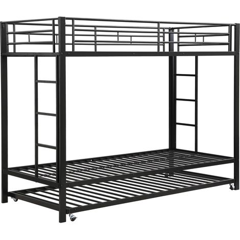 Lit superposé métal 90 x 200 cm noir avec lit gigogne MODENUIT (1/5)