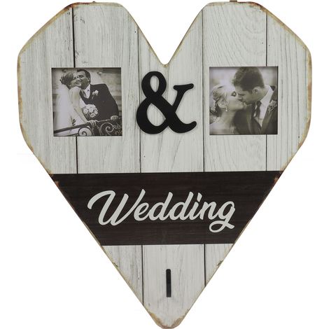 Fournitures créatives pour studio de photographie de mariage : cadre photo de mariage en bois, crochet porte-clés, décoration murale pour photos, cadre photo décoratif en forme de cœur. (1/5)