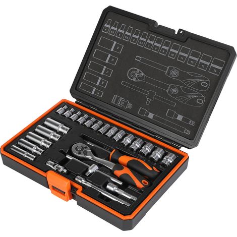 Kendo 1/4" Drive Socket Set in Case (25pc) 30251