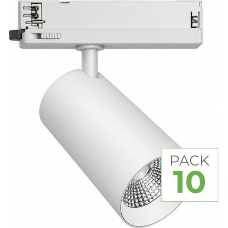 Pack 10 Spot LED sur Rail COB Triphasé 30W 36° Blanc - Garantie 5 ans - Blanc Neutre - SILUMEN (1/5)