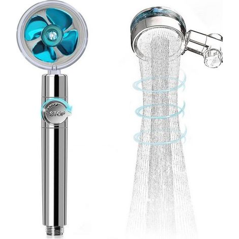 Brauseköpfe, Handbrause, Duschkopf, Booster-Köpfe, Duschköpfe, Bad-Accessoires, Abnehmbarer Turbo-Hochdruck-Duschkopf, Blau, KINSI (1/5)