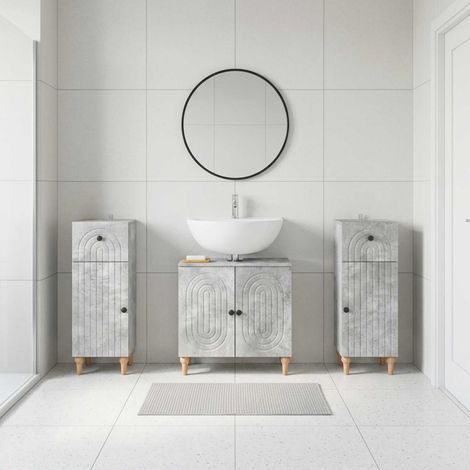 vidaXL 3 Piece Bathroom Cabinet Set ALKMAAR Concrete Grey (1/5)
