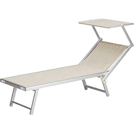 Garden Friend Lettino Ibiza 59x186x36h cm con tettuccio beige (1/3)
